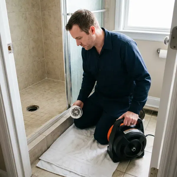 HKV Plumbing technician providing drain cleaning in Milwaukee, WI