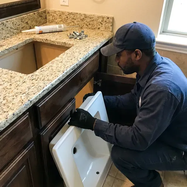 HKV Plumbing technician providing sink installation in Wauwatosa, WI