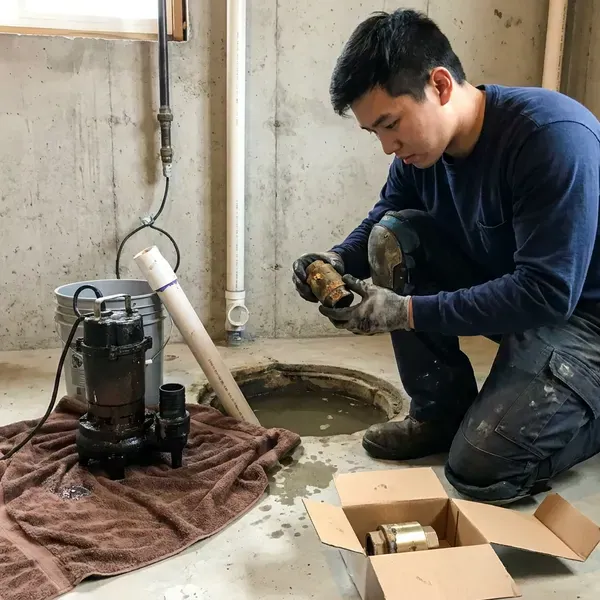 HKV Plumbing technician providing sump pump replacement in Madison, WI