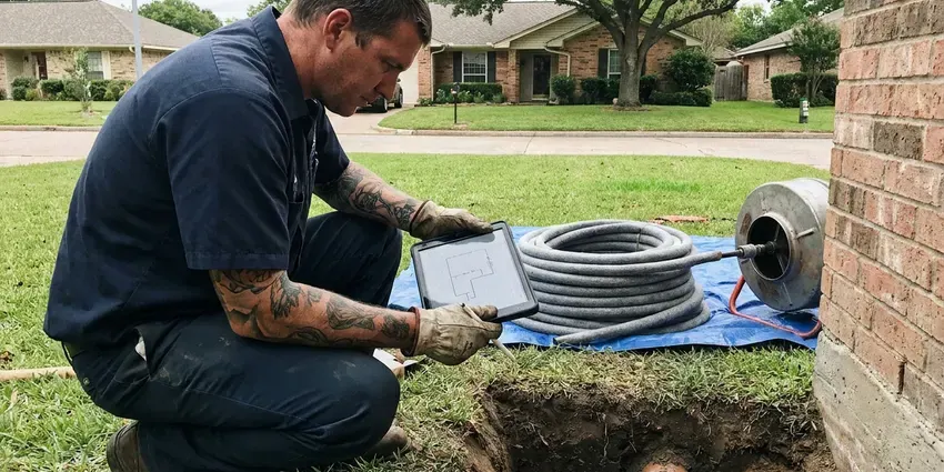 HKV Plumbing technician providing underground pipe repair in Green Bay