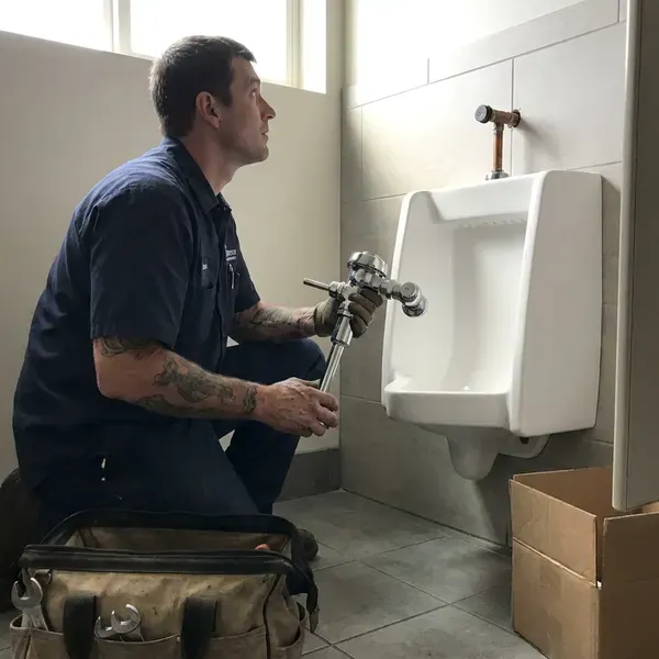Local urinal installation by HKV Plumbing, Appleton, WI