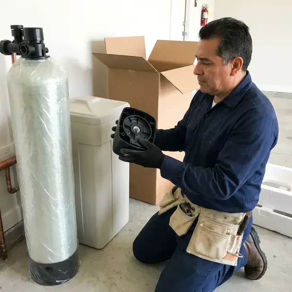 HKV Plumbing technician providing water softener replacement in Milwaukee, WI